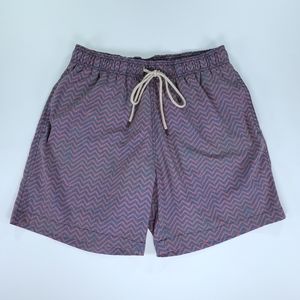 Faherty Men Large Swim Trunk Shorts Chevron Zigzag